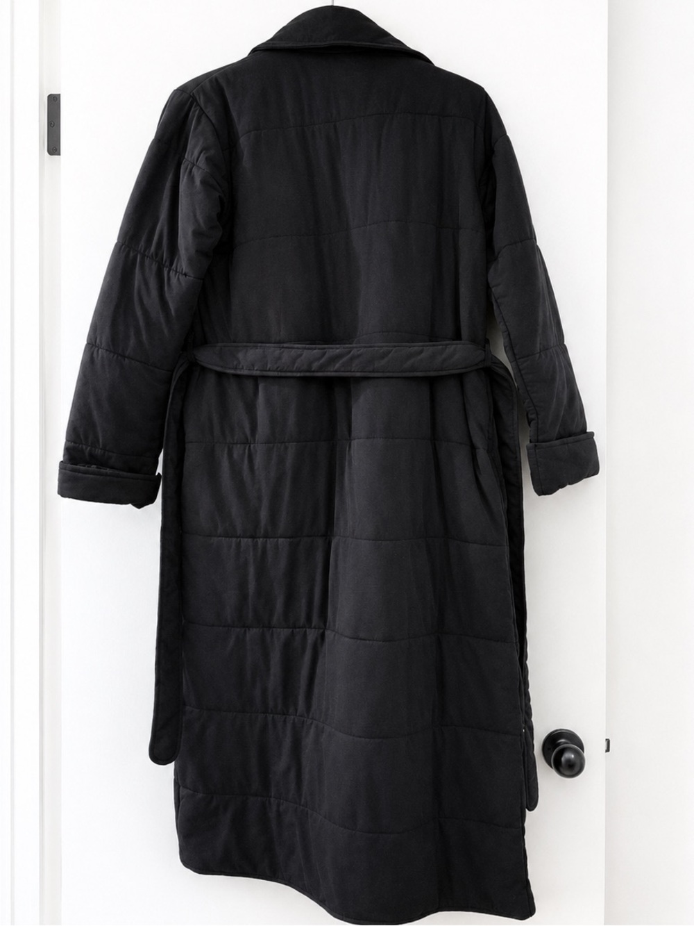 EUC! Skin Brand Black 100% Quilted Organic Cotton Robe/Lungewear Black Sz XS - Picture 3 of 7